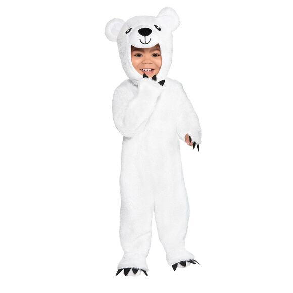 Soft Cuddly Polar Bear Infant Costume Babies (12–24 Months) Hood & Suit Flaps - Picture 1 of 2